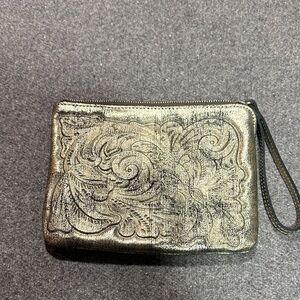 Patricia Nash Elegant Black and Gold Embossed Clutch